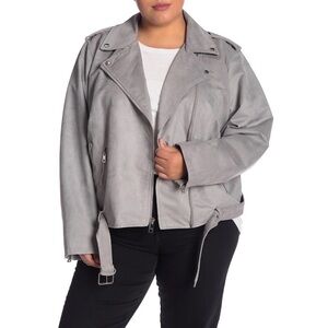 Levi’s Faux Suede Moto Jacket Light Grey Plus Size